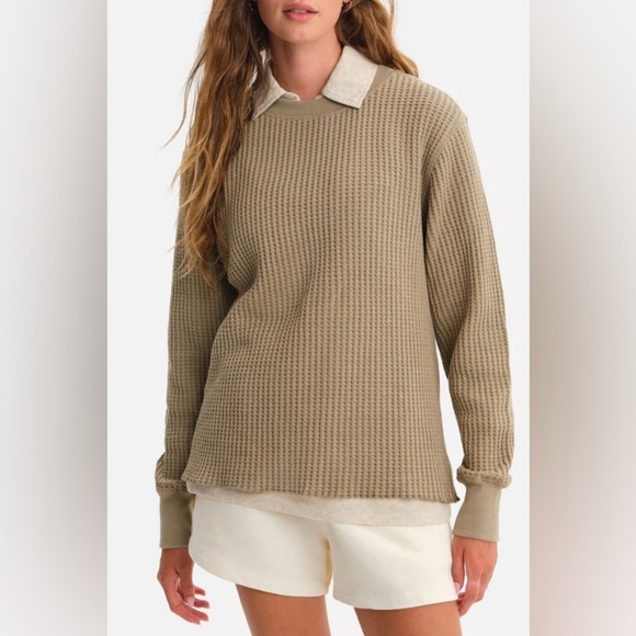 NWOT MATE the Label Organic Waffle Crew Top XS Rust Sample? Oversized - Picture 7 of 7